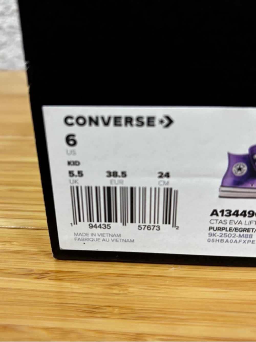CONVERSE Chuck Taylor All Star Hi Top Metallic Purple Big Kids Sz 6 Woman’s 8 - Picture 7 of 7